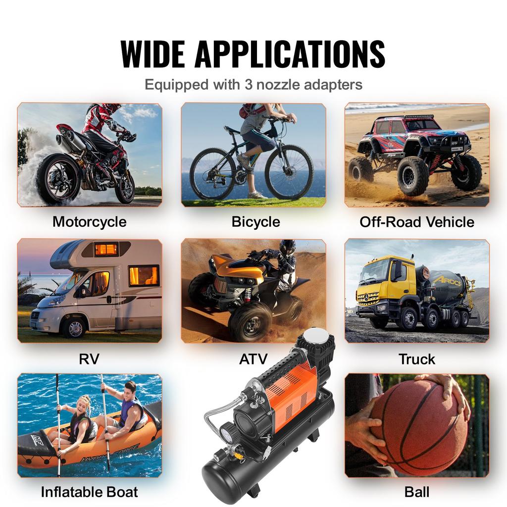 VEVOR 12V Heavy Duty Air Compressor with 6L Tank Kit, 6.35 CFM Portable Tire Inflator