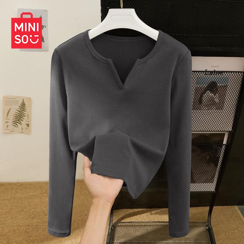 MINISO Women's V-Neck Long Sleeve Base Layer Top