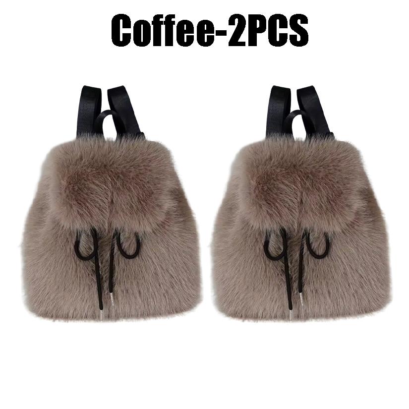 New Faux Fox Fur Backpack 2025 Womens Drawstring Flap with Magnetic Closure Large Capacity School Bookbag Casual Use
