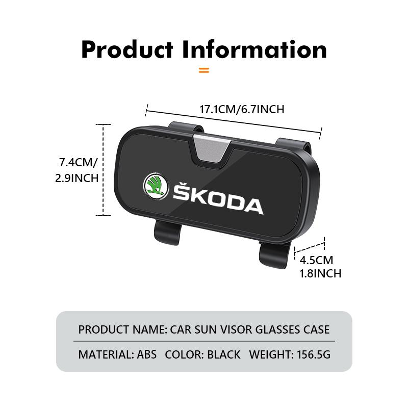 RYYX4 For Skoda Car Glasses Case Sun Visor Sunglasses Clip Storage Box Accessories octavia a5 a4 mk1 2 fabia superb rapid mk3 yeti