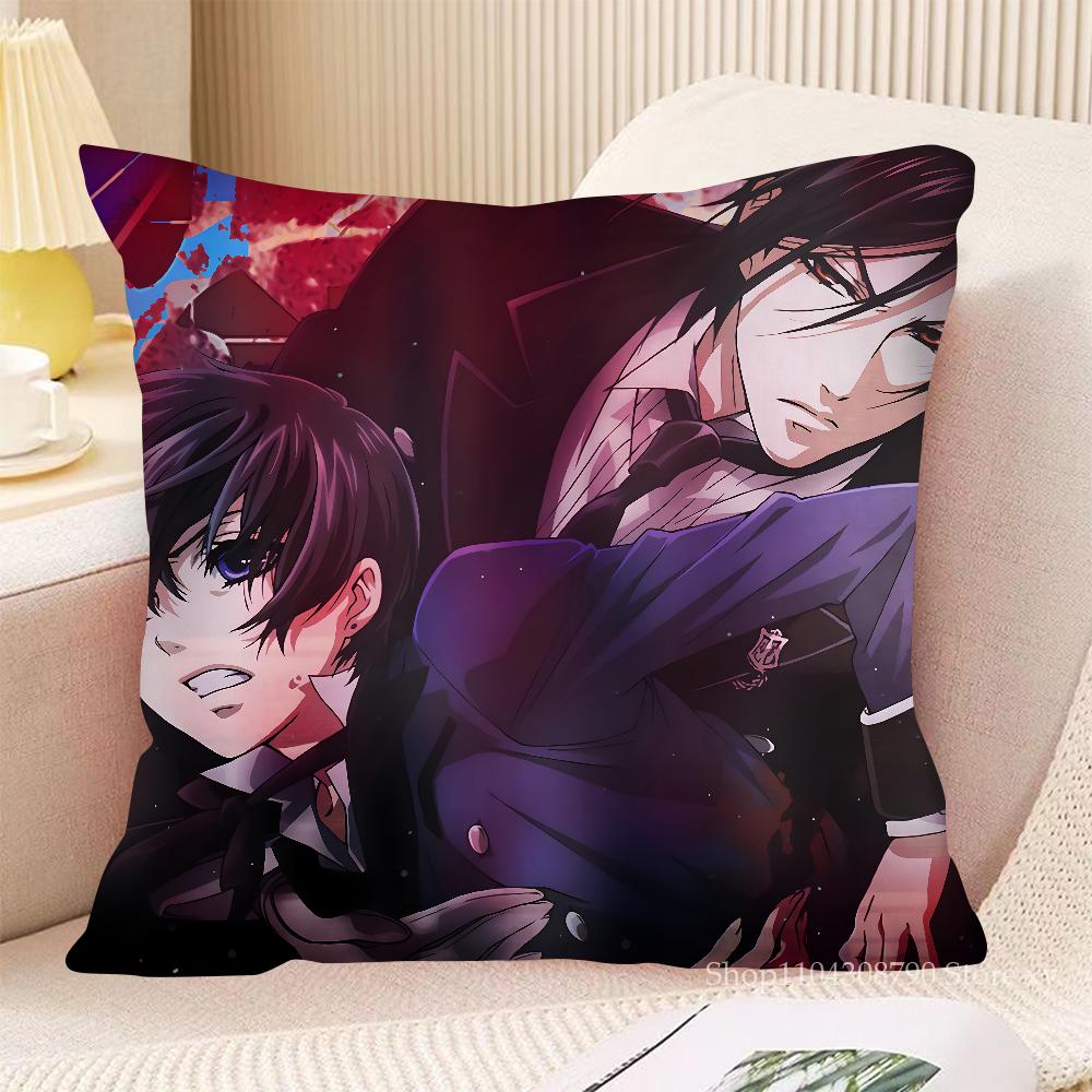 Black Butler Anime Kuddfodral Mode Fyrkantigt Kuddfodral Sovrum Soffa Rum Ins Dekoration Fritid Kuddfodral 40x40