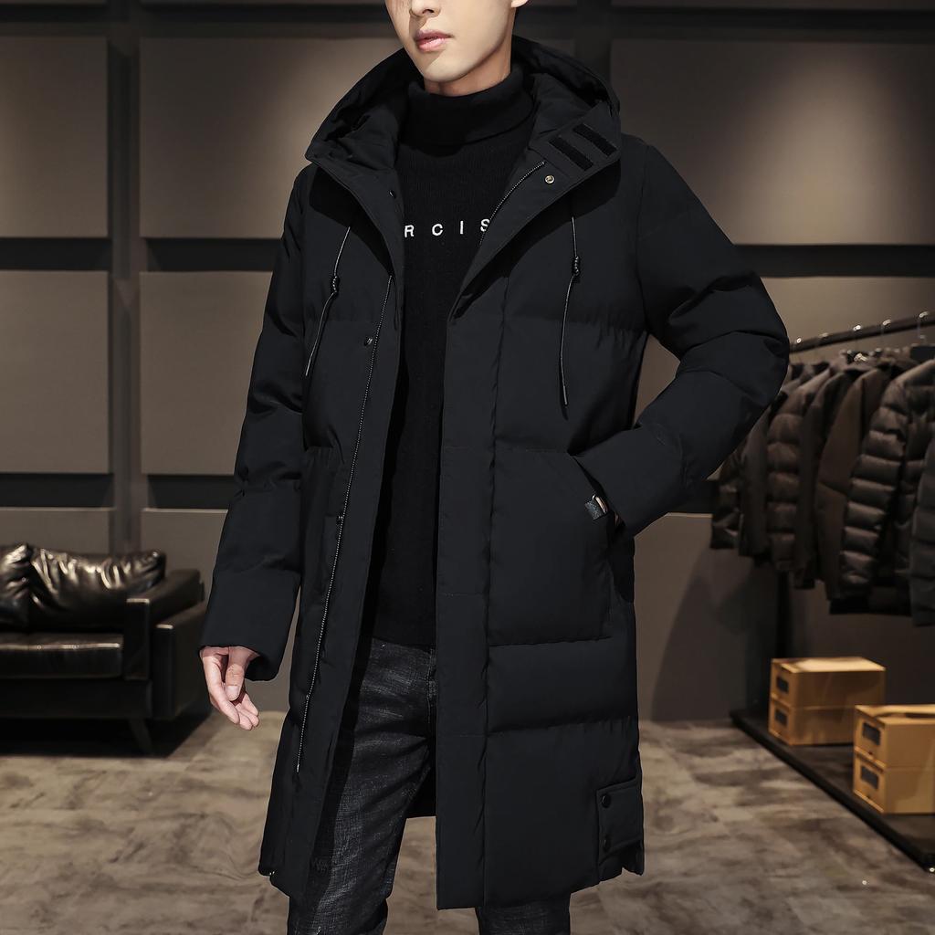 Men's Hooded Jacket Black Fashion Winter Jacket Men Clothing Parka Men Thick Warm Long Coats