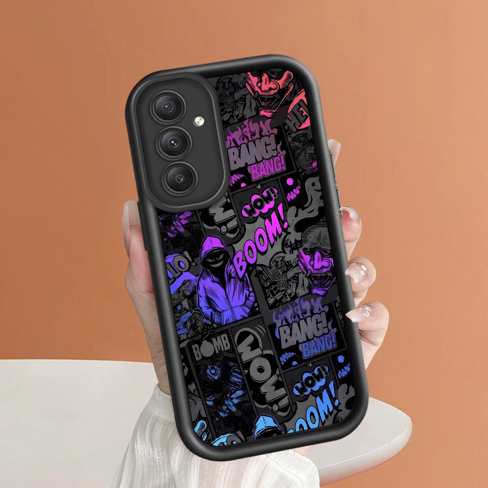 Soft Silicone Square Ladder Printing Pattern Phone Casing Full Cover Camera Shockproof Protection Rubber Case for Samsung