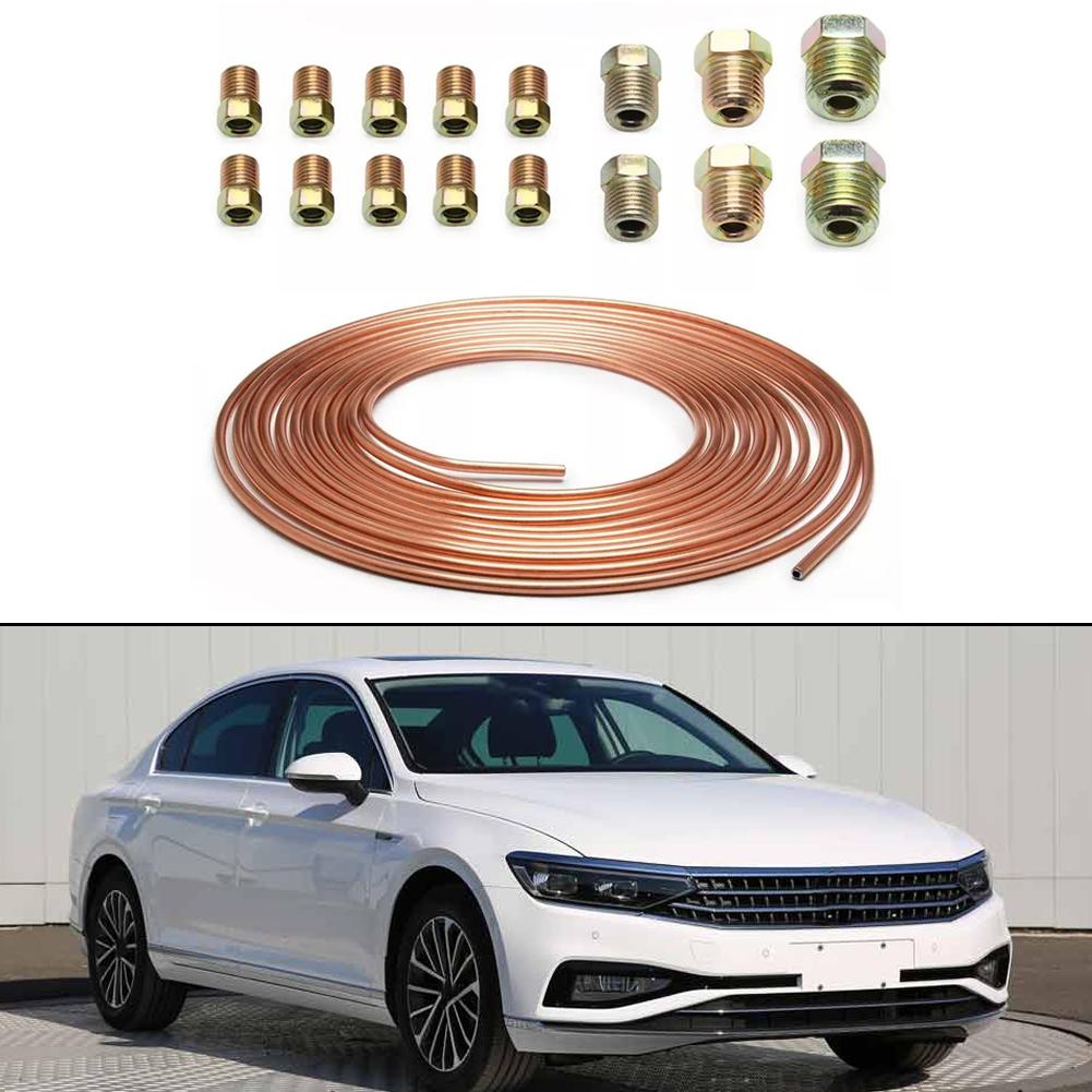 3/16 Zoll Außendurchmesser Auto-Rollrohrspulen-Reparatursatz mit Rohrschraubkappe, Kupfer-Nickel-Bremsleitung, praktischer 25-Fuß-Drahtschlauchaufroller, 16 Armaturen