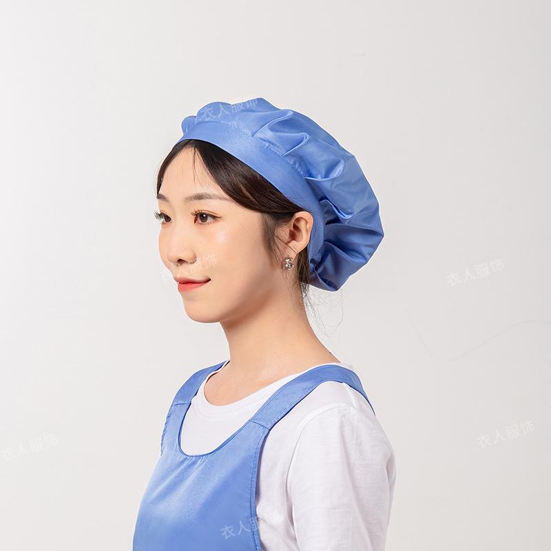 Women's Hair-Resistant, Stain-Proof Sleeveless Apron with Hat - Solid Color and Embroidered Design