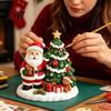 Festive Plaster Models for Painting DIY Christmas Kit Cute Xmas Tree House Santa Snowman Creative Art Projects Adults Figurine Craft Set Holiday