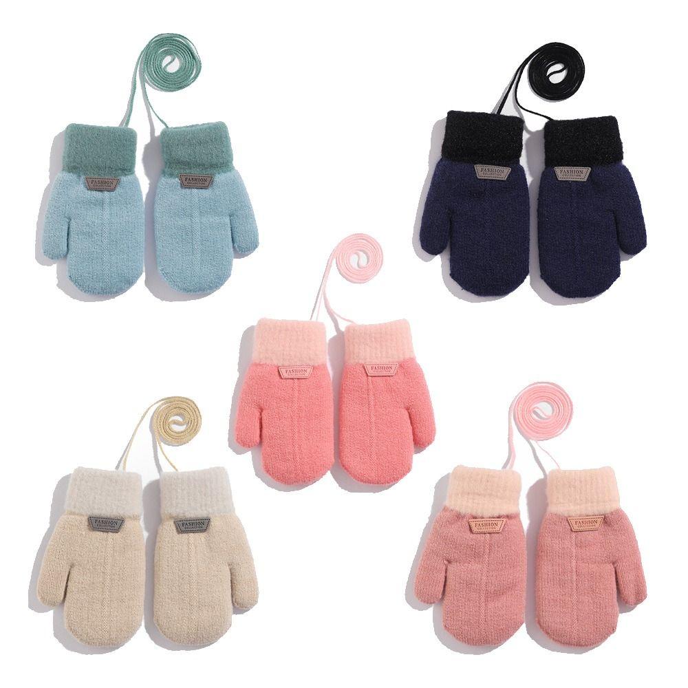 

Rope Driving Children s Mittens Toddler Knitted Gloves Korean Style Mittens Full Fingers Gloves M хаки