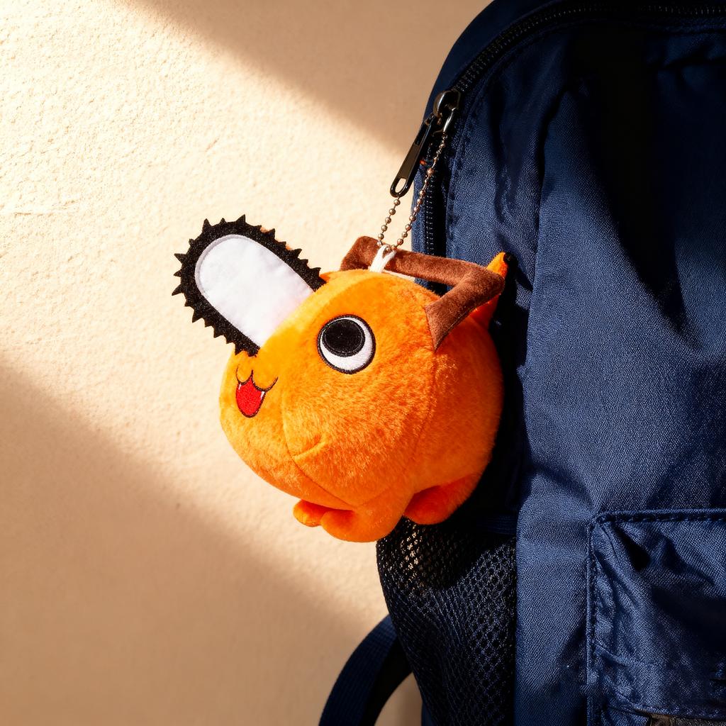 10cm Anime-related Plush Toy Doll Figurine Ornament - Cute Orange Electric Saw Dog - Soft Plush Toy Ornament