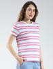 MONTE CARLO Women's Oversized Round Neck Striped Half Sleeve Top
