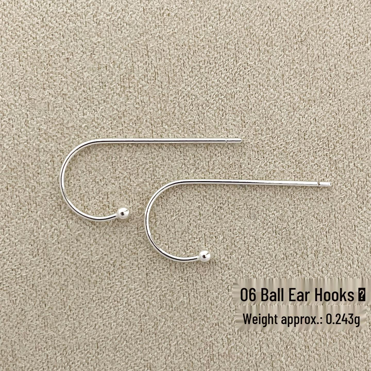 Sterling Silver S925 Ball Bead Earring Hooks - DIY Handmade Jewelry Accessories Plain Silver