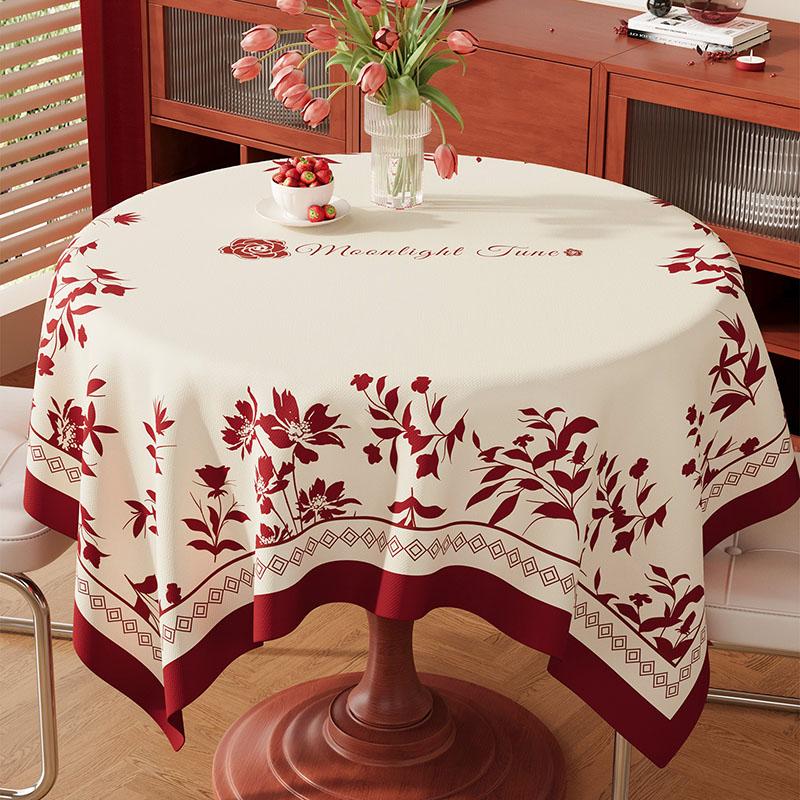 

Wedding Party Tablecloth Decor for Dining Pvc Waterproof Printed Table Cover for New Year Furniture Protector for Living Room 120x120cm