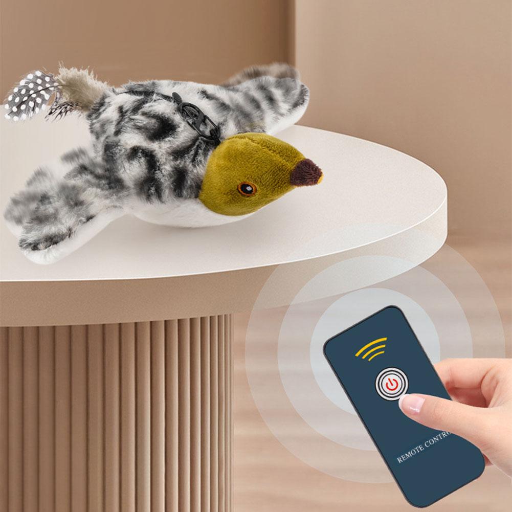 Flying Bird Cat Toy Flapping Wings Sparrow Toys Simulated Chirping Bird Cat Toy for Indoor Cats Kitten