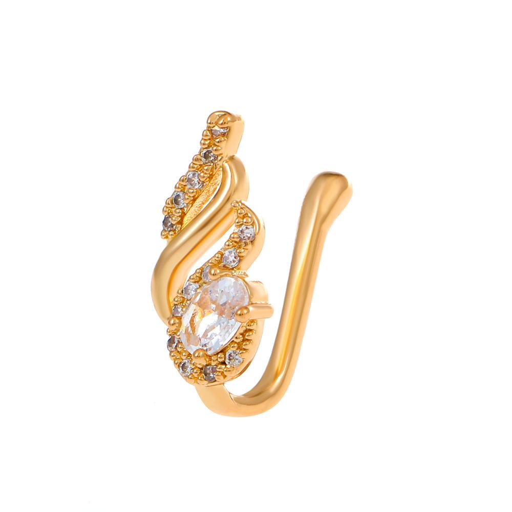 Non Perforated U-Shaped Nose Clip Copper Inlaid Zircon Star Shaped Heart Crown Nose Ring Nose Decoration Puncture Decoration