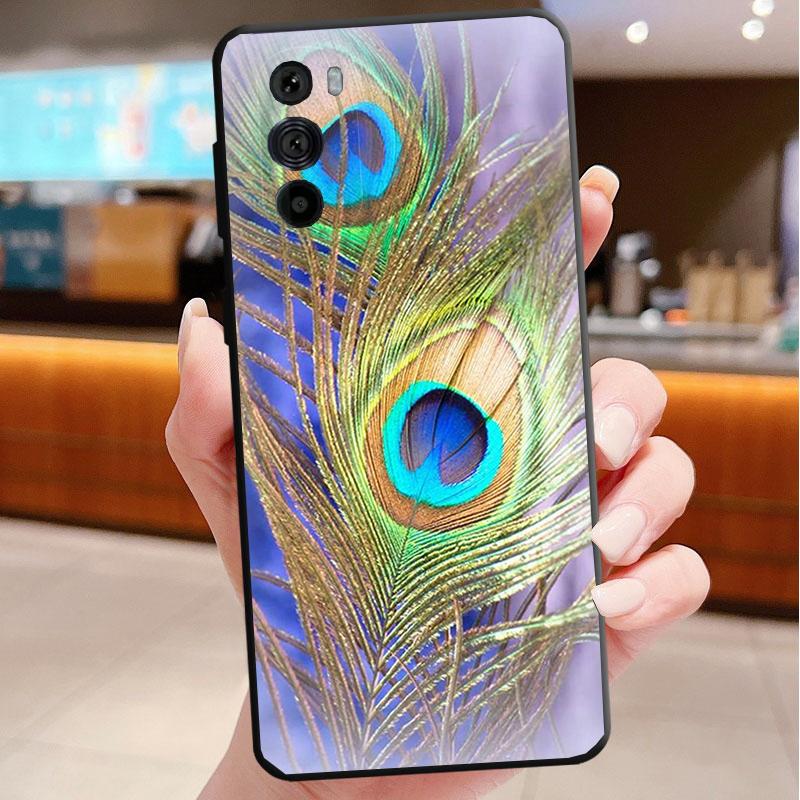 Phone Case For Motorola Edge 50 40 Pro 60 50 40 30 Ultra Neo Fusion Moto G85 G72 G53 G54 G84 G13 G32 Peacock Feathers