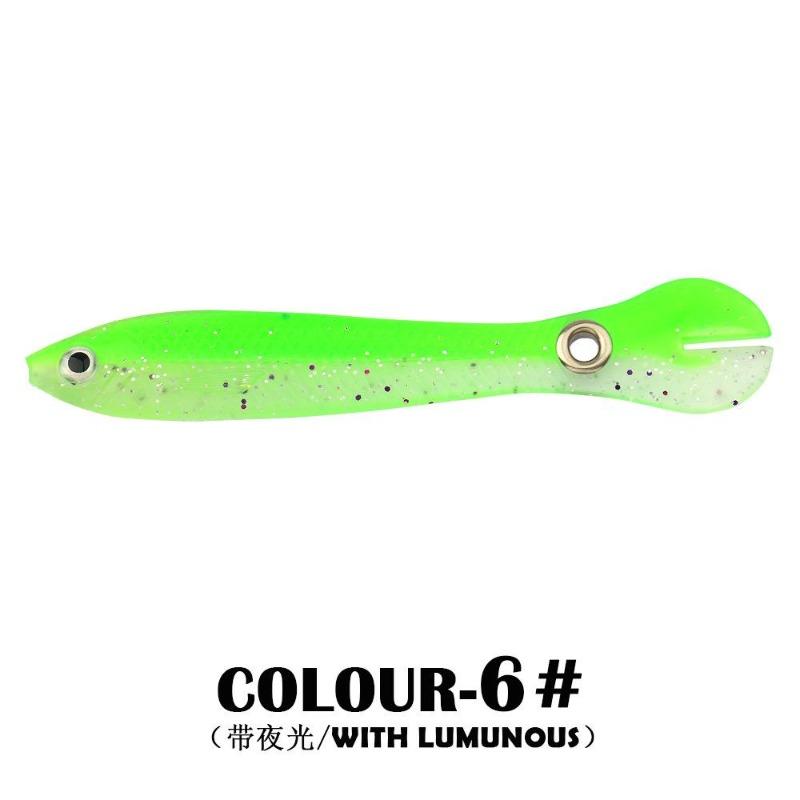5 Stück/Beutel, 5 cm, 1,3 g, Lumineszenz-Weichköder, realistischer T-Schwanz-Fisch-Imitationsköder für Angelausrüstung, Nachtangeln, Meer, Fluss