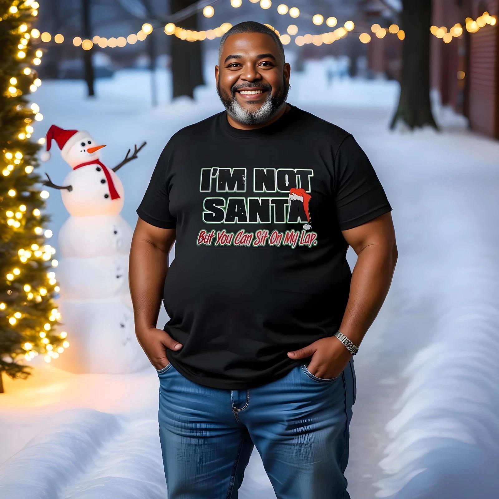 I m Not Santa but you can sit on my lap Merry Christmas Tee T shirtt L