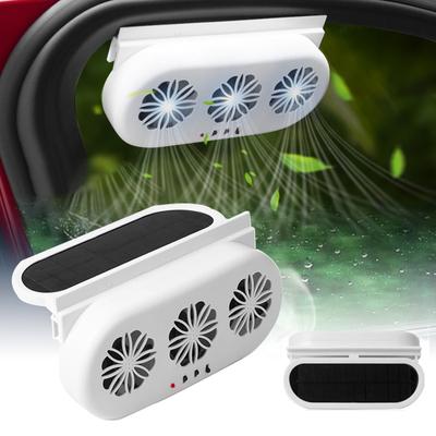 Ventilateur de Refroidissement Électrique pour Voiture à 3 Têtes Ventilateur d'Extraction Solaire pour Voiture Charge USB Ventilateur de Fenêtre Purificateurs de Sièges Avant et Arrière Radiateur