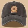 pc Capybara Happy Print Trucker Hat  Vintage Washed Adjustable Baseball Cap Breathable Unisex Outdoor Sun Hat with Cute Carto