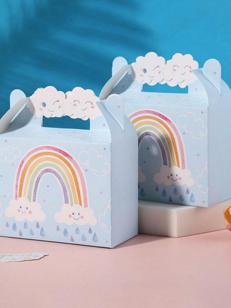 12/24pcs rainbow hand box mixed, rainbow color portable gift box, 6 styles, mixed random delivery, packaging box, snacks
