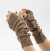 New Warmer Winter Women Gloves Stylish Hand Gloves Girl Arm Crochet Knitting Hollow Heart Mitten Warm Fingerless Gloves