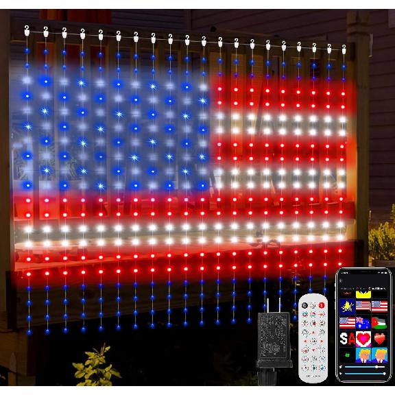 CoziTech Smart Curtain Lights 400 LED, Color Changing LED Curtains Light 6.6 * 6.6 FT, DIY Fairy String Flag Light Curtain for Bedroom Backdrop Party