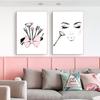 Mode Schönheit Make-up Pinsel Poster Wand Kunstdrucke moderne rosa Schleife Leinwand Malerei Bilder für Mädchen Schlafzimmer Home Dekoration