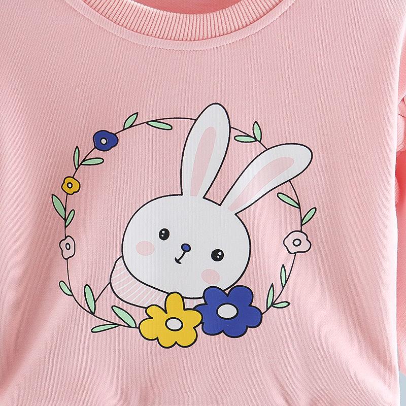 Weibliches Baby-Set Frühling und Herbst Kinder Casual Kinderbekleidung Pullover Hosen Zweiteiliges Set