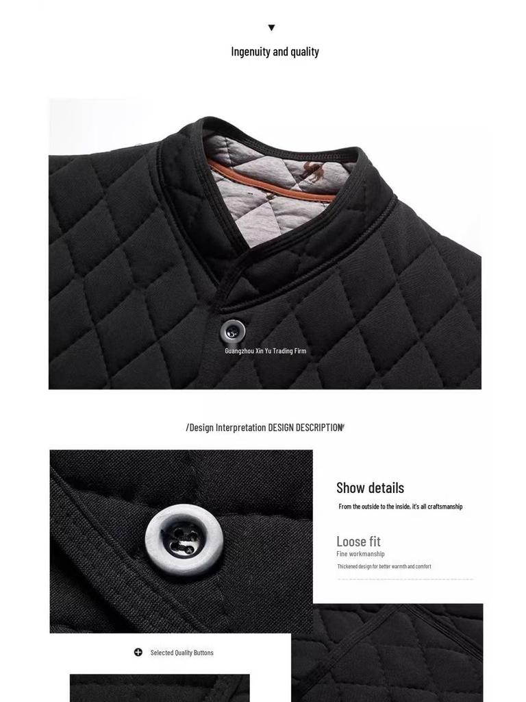 Men's Thickened Fleece-Lined Winter Jacket for Middle-Aged & Elderly: Warm Cotton Padded Coat