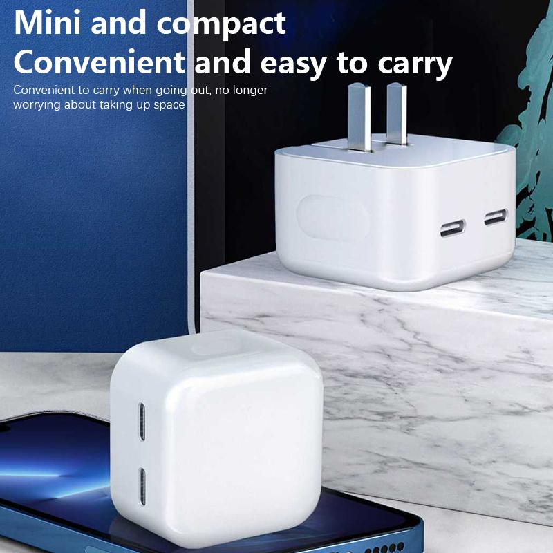 Usb Type C Charger 50W Dual Pd Portable Usb C Charger Support Type C Pd Fast Charging For Iphone 15 14 13 12 Pro Max 11 X Tablet