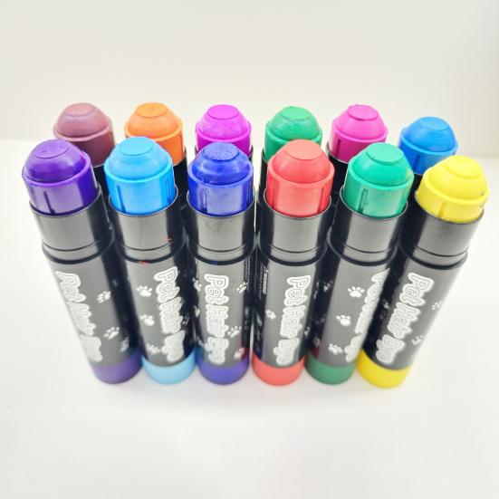 12 Pezzi Bastoncino Colorante per Pelo di Animale Cane Vernice Colorante per Pelo Pennarelli Temporanei Colore Capelli Sicuro Stick per Styling Accessori per Animali