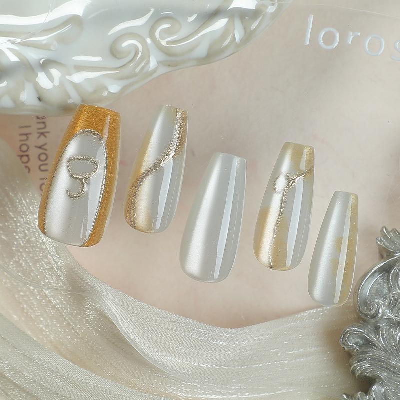 30pcs Cat Eye Butterfly Nail Tips - Hand-Painted, Wearable Art for All Seasons