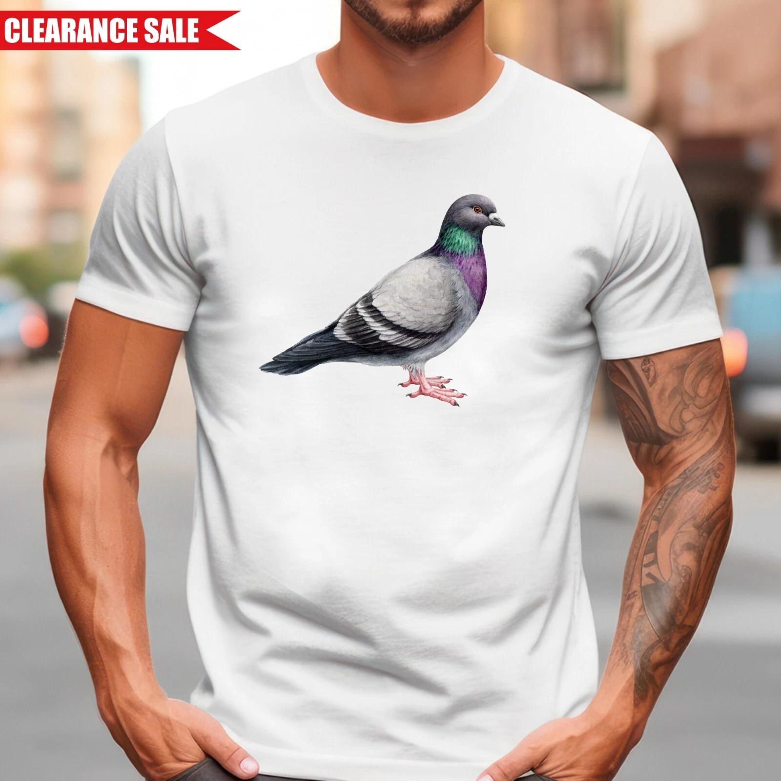 Pigeon Peagon Flower Bird Unisex Mens T-Shirt Printed Bird Fly Funny Gift T Top 3XL