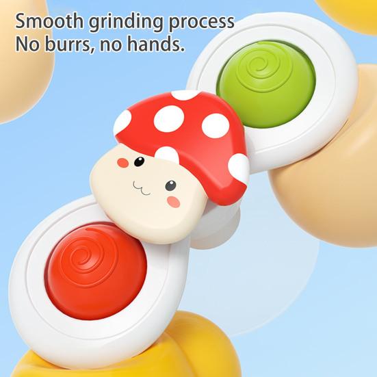 3Pcs/Set Baby Spinner Toy with Suction Cup Mushroom Lion Dinosaur Educational Table Bath Infant Spinning Fidget Toy Toddler Gift