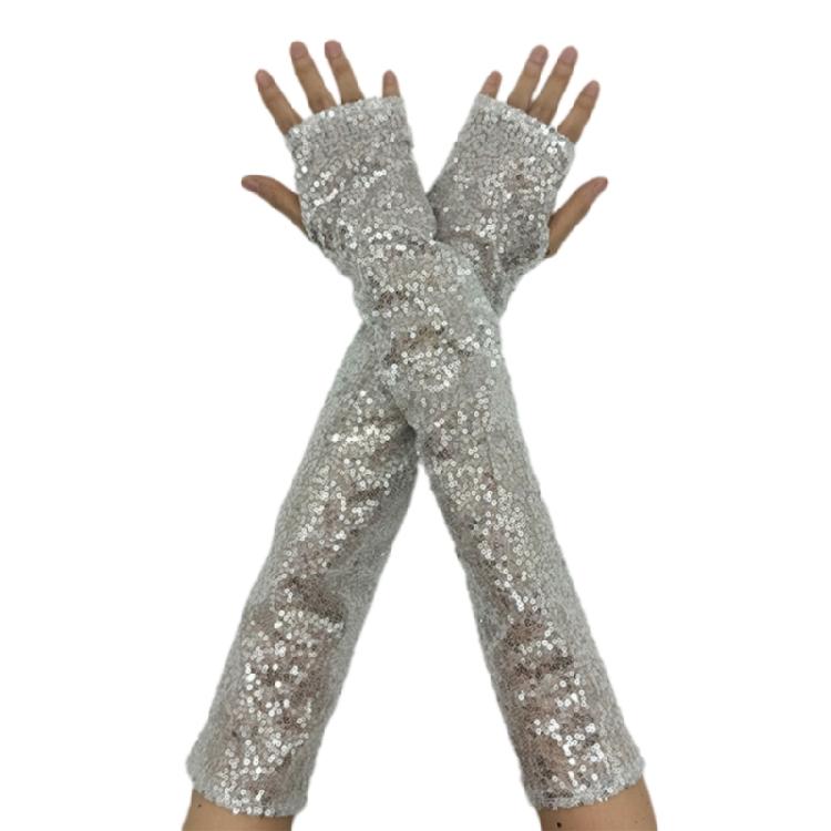 

1pair Gothicism Club Gloves Internet Celebrity Gloves Stretchy Fingerless for Touchscreens Convenience and Nighttime Use 1 срібний