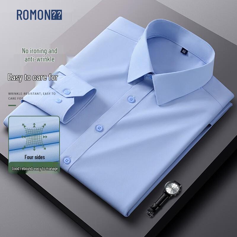 ROMON Men s Stretch Wrinkle-Resistant Business Formal Shirt 4XL