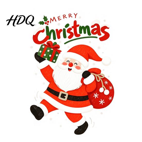 Home Window Ornaments Santa Claus Christmas Cling Static Sticker for Glass Doors Reusable PVC Festive Store Decorations Decal with Gift Bag and Box