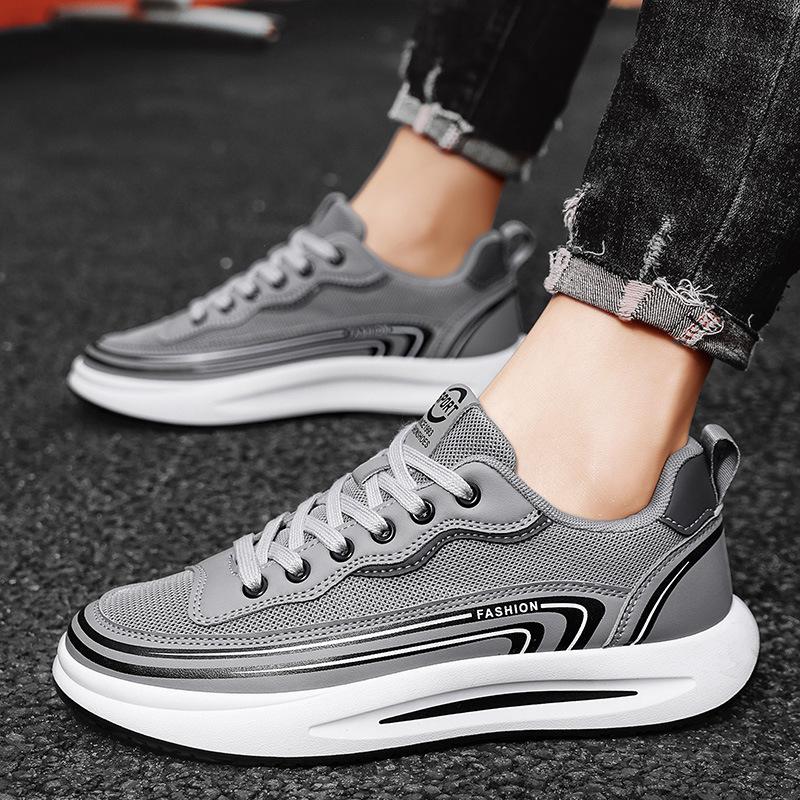 Thin summer mesh men's shoes breathable hollow men's board shoes trendy soft sole student running shoes outdoor sports shoes