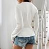 Women's Fashion Solid Color Round Neck Button Long Sleeve Top