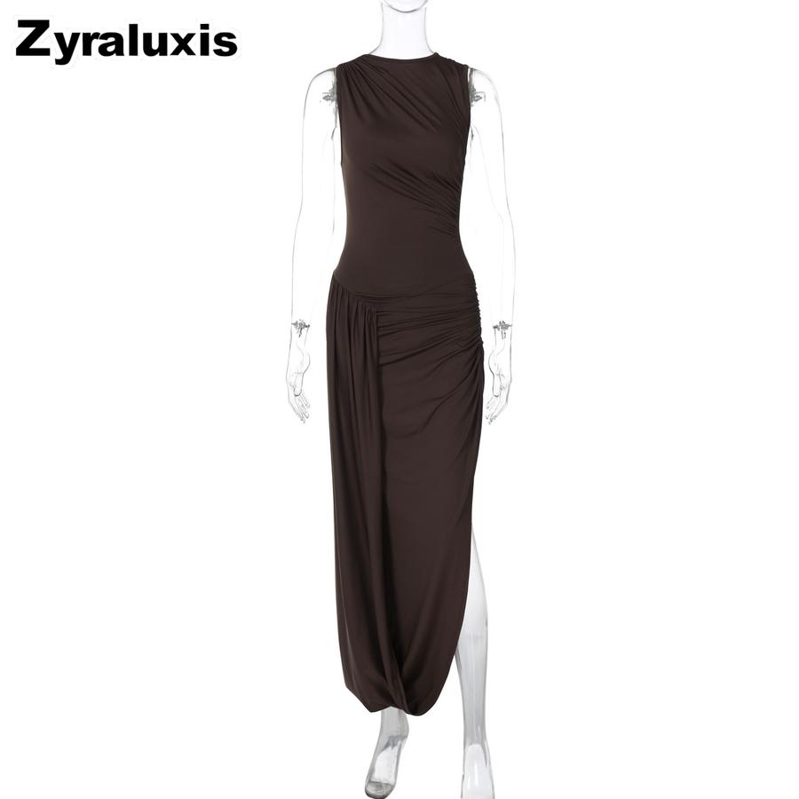 Women's Summer New Fashion Personality Tiered Ruffles Slim Fit Crew Neck Sleeveless Dress