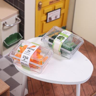 1/12 Puppenhaus Mini Supermarkt Gemüse Obst Modell mit durchsichtiger Box Puppenhaus Simulierte Lebensmittel Dekoration Puppenhaus Zubehör