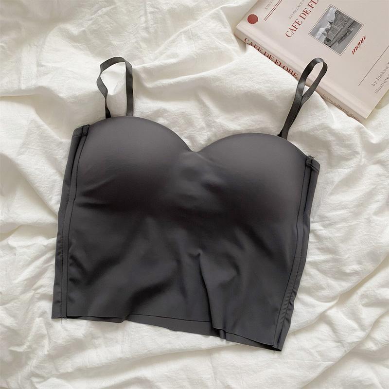 Women Tops Sexy Solid Crop Top Seamless Camis Women Tank Tops Sleeveless Slim Camis With Bra Basic Underwear Padded Bra Tops