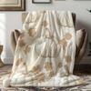 All Season Flannel Blanket Soft Cozy Autumn Throw Pillow Pumpkin Prints Orange Beige Brown Warm Decoration Machine Washable