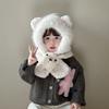 Korean New Children's Hat and Scarf All In One Women's Autumn and Winter Cute Bear Plush Wool Warm Ear Protection Hat