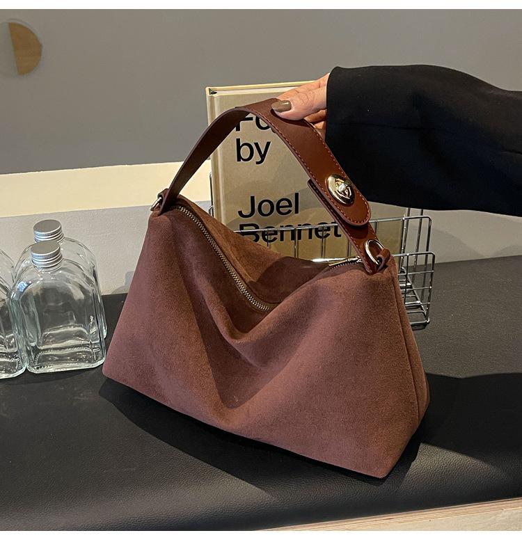 Retro Matte High-End Suede Crossbody Bag - Large Capacity, Versatile Shoulder or Underarm Design