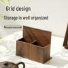 Light Luxury Walnut Wood Double Compartment Remote Control Organizer