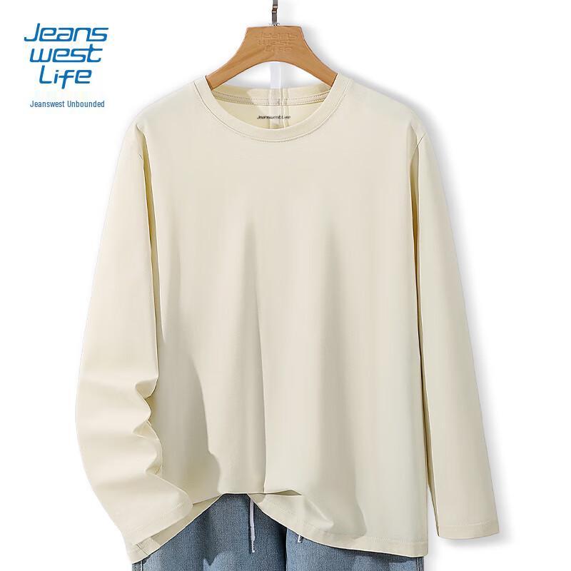 

JEANSWEST LIFE Men s Pure Cotton Loose Fit Long Sleeve T-Shirt 2XL