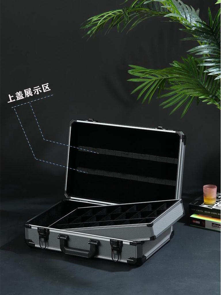 Aufbewahrungsbox für Uhren aus Aluminiumlegierung mit beweglichen Trennwänden - Schwarze Vitrine