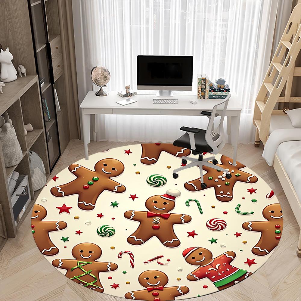 1pc Gingerbread Man Cookies Chair Carpet for Office, Non-slip, Soft and Durable Office Rug, Perfect for Office yy251227118