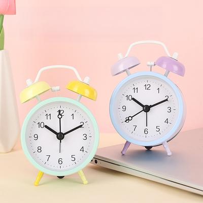 Candy Color Contrast Creative Alarm Clock for Children's Early Education Clock for Getting Up Metal Ring Clock