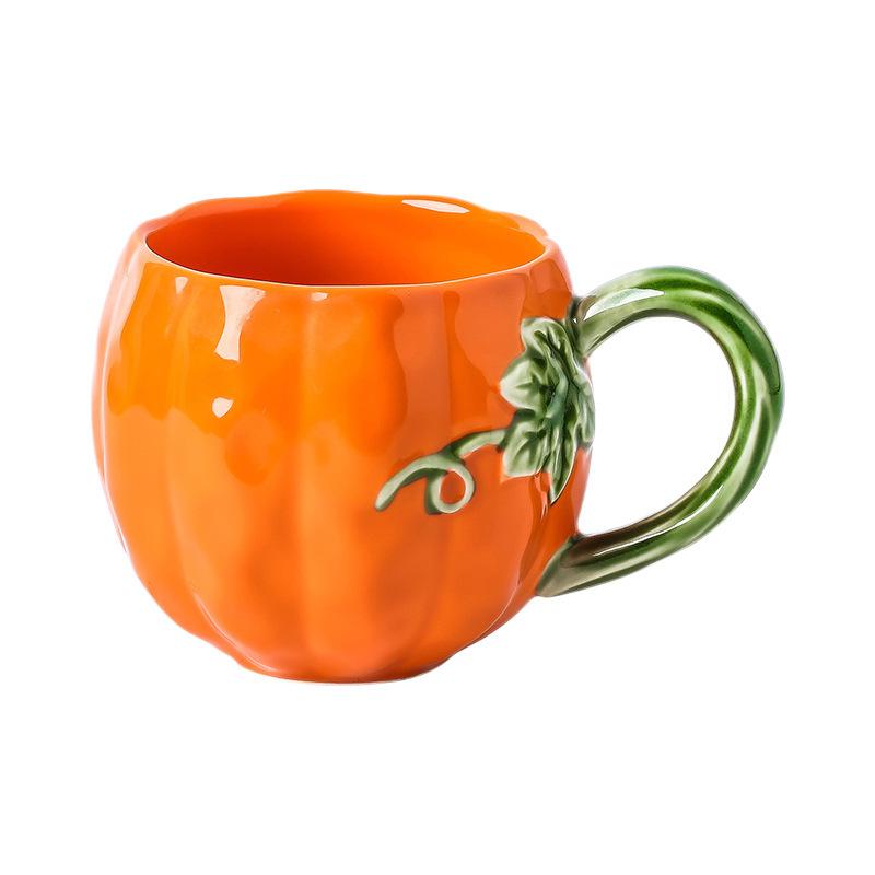 Cute Pumpkin Mug Dustproof Handmade Ceramic Coffee Cup Office Water Cup Creative Gift Mug